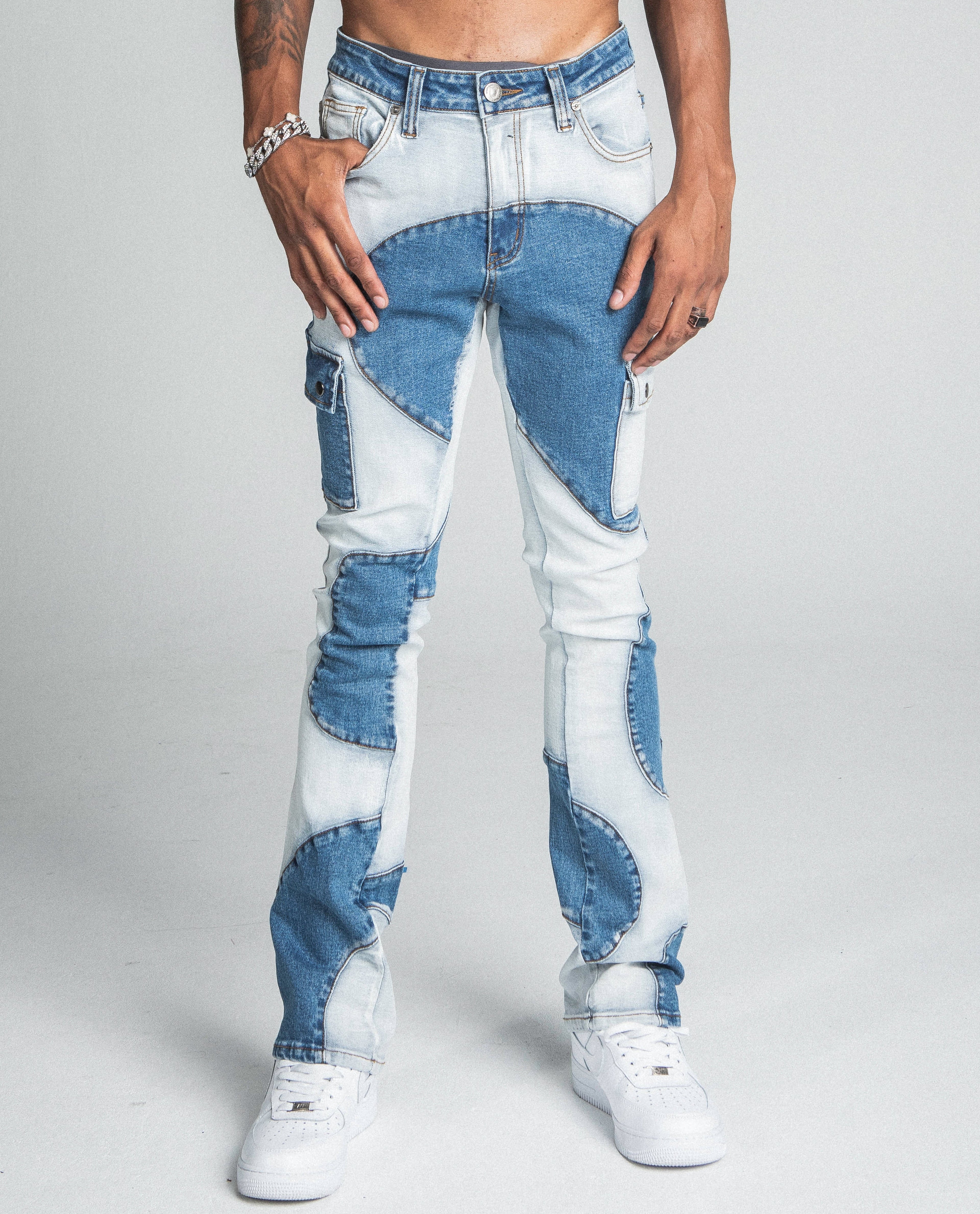 AJ40SK COLOR BLOCK STACKED JEANS