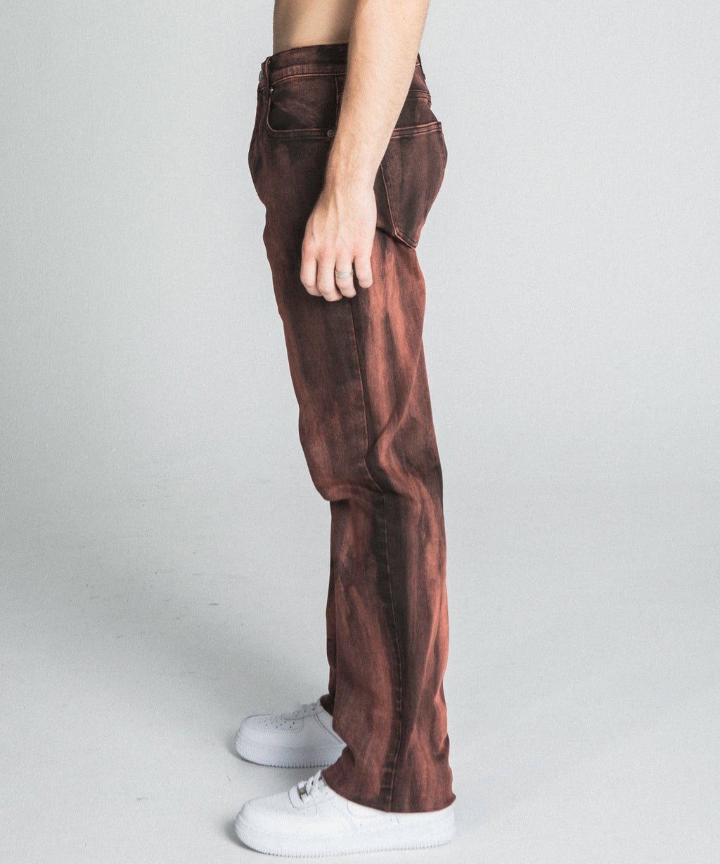 AJ05ST BROWN WASHED STRAIGHT JEANS