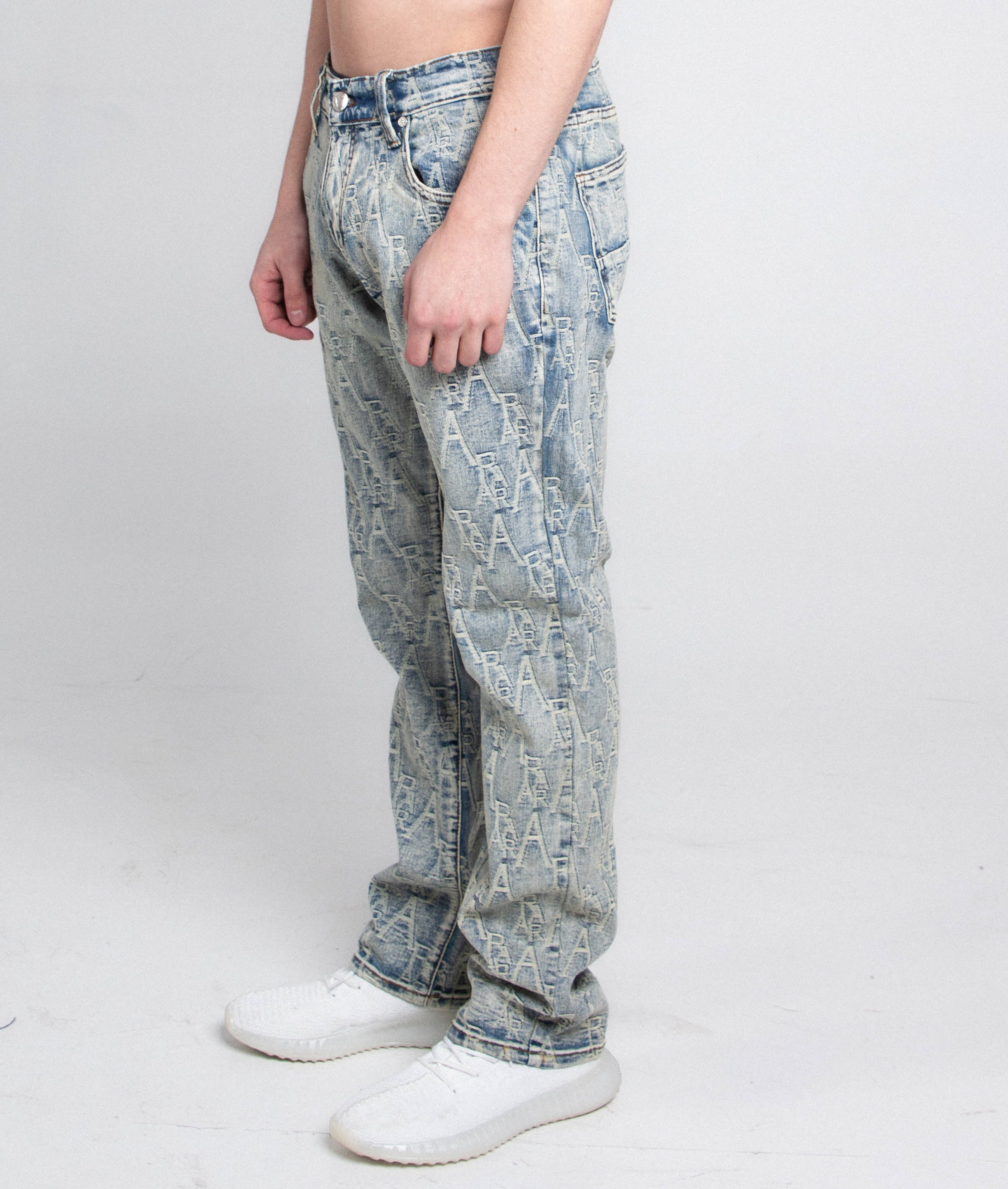 AJ36SL-2 EMBROIDERED LIGHT BLUE SLIM JEANS