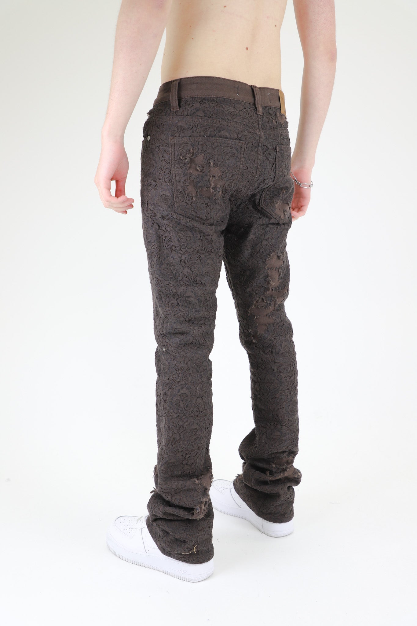 AJS692 LACE LAYERS STACKED JEANS