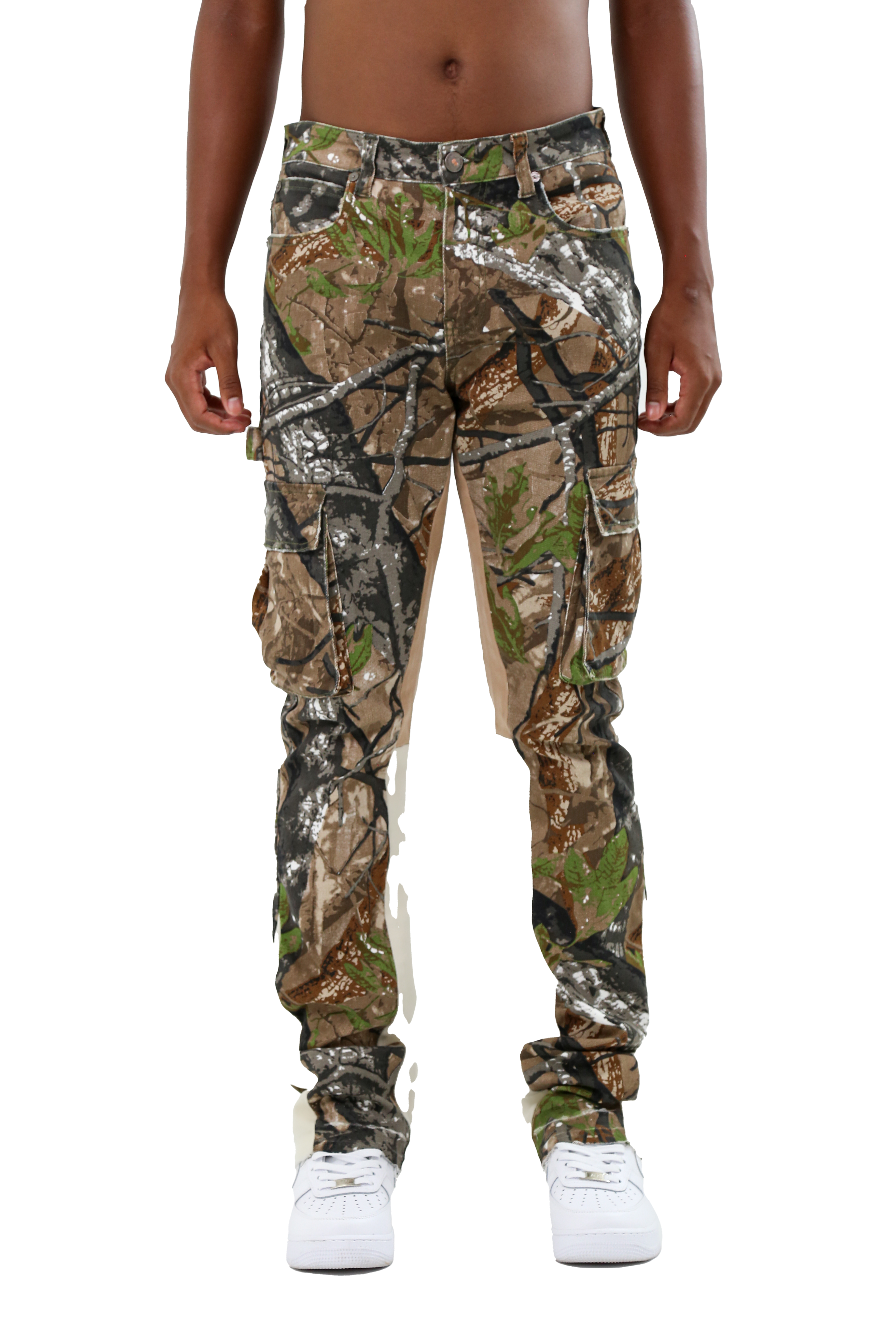 AR699-5 CAMOUFLAGE/WHITE STACKED JEANS